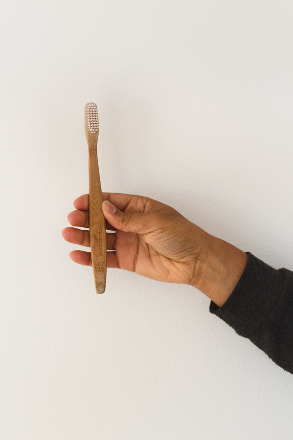 Florine Hofmann with her Zero Waste Bamboo Toothbrush